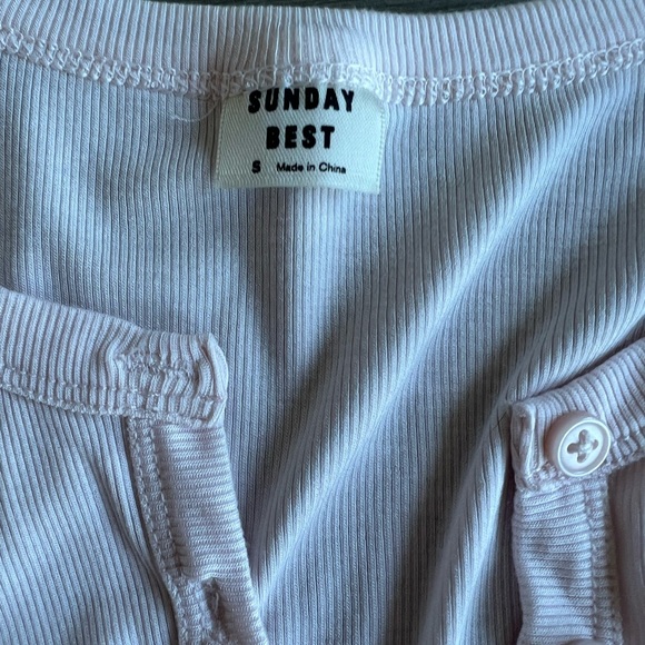 aritzia pink button up bodysuit v neck - Picture 2 of 3